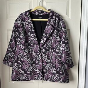 Lane Bryant size 26/28 Purple, Black and Gray Blazer with Notched Lapel NWOT